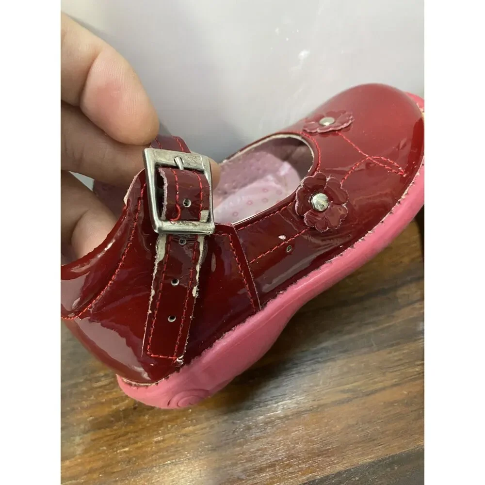 Wizzy Burgundy Patent Leather T-Strap Mary Jane Shoes Coquette Toddler Size 6